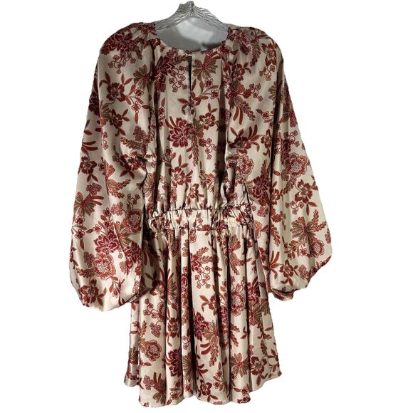 Misa Los Angeles Kara Dress Falling Floral Satin Mini Dress Sz S Ruched Cut-Out - Picture 6 of 16